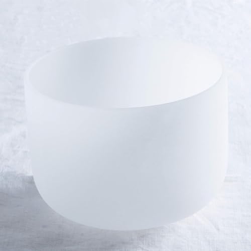 Set of 7 size 6"-12" White A-G Note 432 hz Crystal Singing Bowl with Carrying Case - color: Set of 7, White