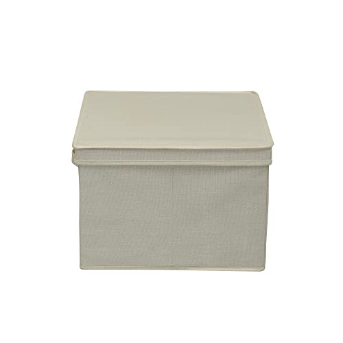 Household Essentials Square KD Storage Box With Lid, Cream Linen - color: Natural