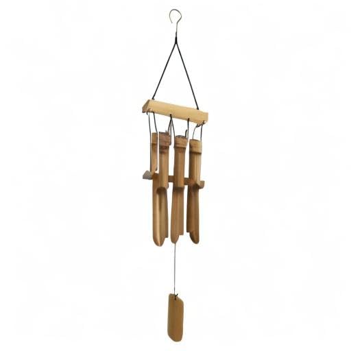 Bamboo Wind Chime Outdoor, 6 Small Bamboo Bell Tubes for Outdoor or Indoor Home Décor, Handmade Natural Soothing Sound 23 inches