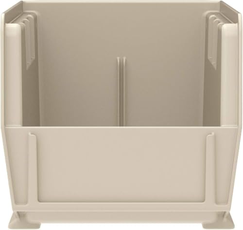 Akro-Mils 30237 AkroBins Plastic Storage Bins, Space-Saving Stackable Bins for Garage, Pantry, Craft Organization, 9" x 6" x 5", Stone, 12-Pack - color: Stone