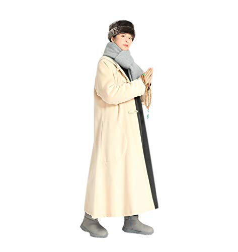 Unisex Men Women Windbreaker Meditation Cloak Overcoat - color: Beige, size: 155cm