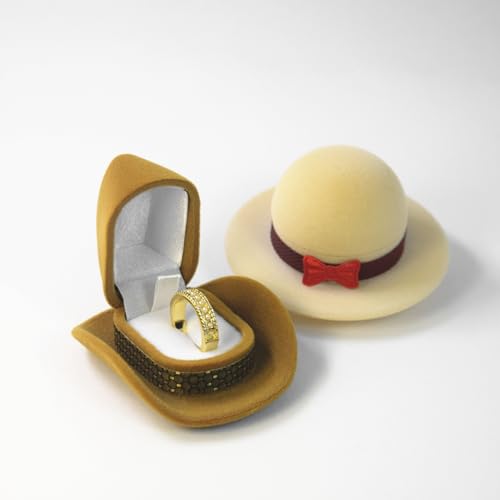 Hat-Shaped Jewelry Box Denim-Style - Mini Storage for Rings, Earrings & Necklaces, 2.7" x 2.2" x 1.5"