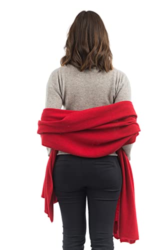 Dalle Piane Cashmere Womens Wool Cashmere Blend Stole Soft Italian Shawl Wrap for Wedding Evening Gift Made in Italy - color: Red