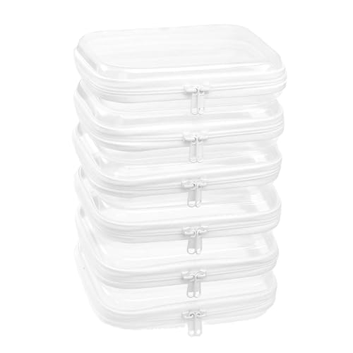 6-Pack Medium Clear Hard Shell Zipper Pouches, Clear Zipper Bags, Hard Case Pouches for Purse & Diaper Bag Organizer, and Travel Essentials (6M) - size: 6M