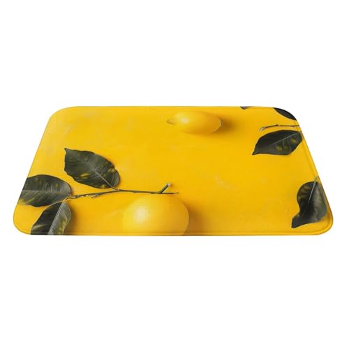 Yellow Lemon 1 Printed Flannel Non - Slip Floor Mat 16x24in - Soft Plush Microfiber Rug for Every Indoor Space - color: Yellow Lemon 1