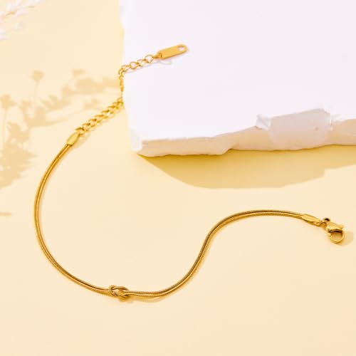 3mm Diamond Classic Tennis Bracelet for Women Dainty, Gold Jesus Cross Bracelets Trendy, 14K Gold Plated Heart/Evil Eye/Pearl/Starfish & Seashell Charm Bracelets for Women Bulk - style: Knot-Gold