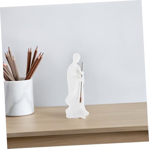 STOBOK 2 pcs Mini Walkers Zen Doll Home Living Kungfu Little For Ornaments Fengshui Statue Tea Decoration Sculpture Bookshelf Monk Adornment Buddha Fish Room Figurine Pottery White Pet