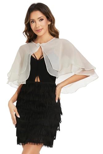 Women's Sheer Tencel Shawls and Wraps for Evening Dresses Soft Wedding Cape Lightweight Bridesmaid Scarves Cover Up - color: Ivory