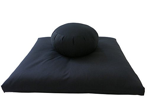 Buckwheat Zafu and Zabuton Meditation Cushion Set (2pc) - color: Black