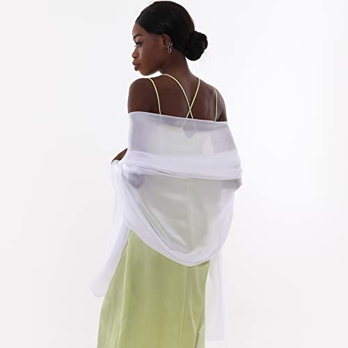 Womens Scarf Pashmina Shawls and Wraps for Evening Dresses Like Chiffon Silk Scarf for Bridal Wedding - color: White