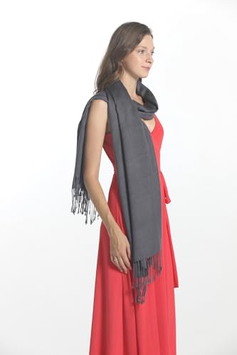 EURKEA Women's Scarf Pashmina Silky Soft Shawls Wraps Stole for Evening, Wedding and Gift - color: Charcoal