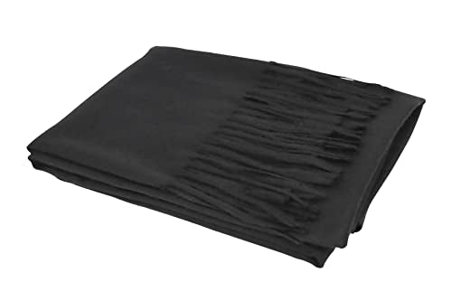 Ocomfly 100% Pashmina Scarf for Women - Premium Womens Scarves - Gift Boxed - Shawls or Wraps - Ultra Soft and Warm - color: Jet Black