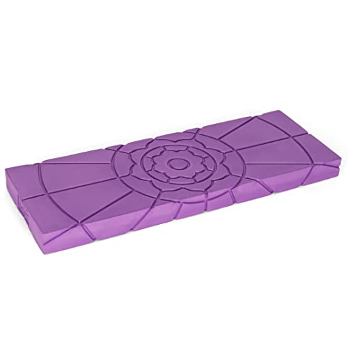 Teak Meditation Bench - Meditation Seat - Meditation Stool - Kneeling Meditation Chair - Portable Folding Meditation Bench - Seiza Yoga Meditation Bench - Prayer Bench (Violet Foam Pad) - color: Violet Foam Pad