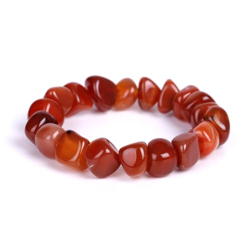 HZHRony Healing Crystal Stone Beads Bracelet Irregular Gemstone Beaded Bracelets For Women and Men Anxiety Relief Yoga Bracelet Jewelry Gifts 7 Inch - color: Red Agate