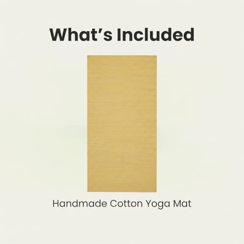 LFH Home Handmade Cotton Yoga Mat Cotton Rug picnic mat For Exercise, Workout, Fitness - Perfect Heavy Quality Eco Friendly Natural Cotton Woven Reversible Yoga Mats for Men & Women - 72x26 Inch. - color: Lemon