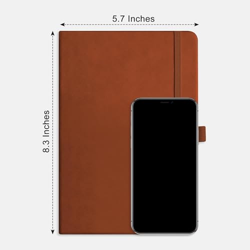 RETTACY Dotted Journal Notebook, 2-Pack, 160 Numbered Pages per Pack, A5 Medium Size (5.7'' x 8.3''), 120 GSM Thick Paper, Leather Hardcover, for Journaling, Planning, Tracking (Brown & Brown) - color: Brown & Brown, style: Dotted