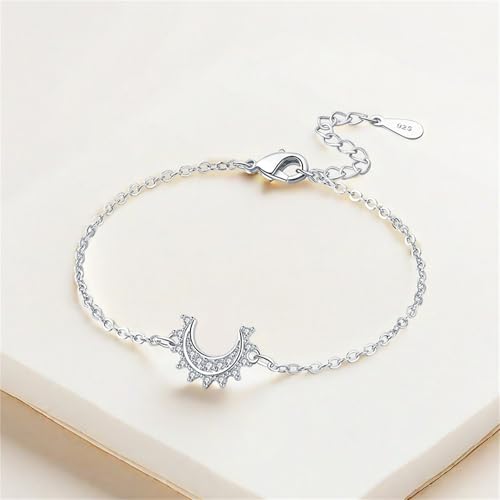 925 Sterling Silver Bracelet for Women,Silver Bracelet Chain Presents for Sister Daughter and Friend, Women's Jewelry for the Daily Occasion - color: Silvery | Moon