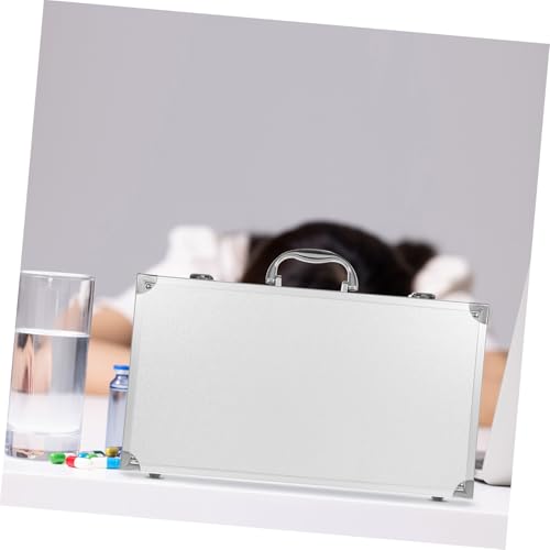 Ipetboom Aluminum Hard Case With Foam, 14x3x8 Inches Metal Tool Container Travel Case Locking Briefcase Case with Foam - color: White