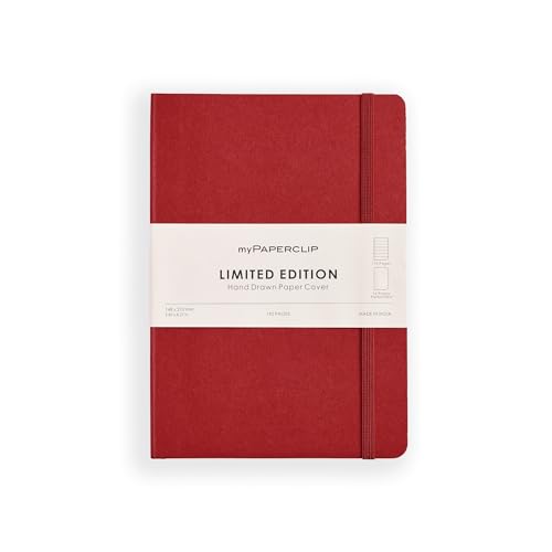 myPAPERCLIP Limited Edition A5 Ruled Notebook | 192 Pages, 100 GSM, Soft Cover, A5 (5.83 × 8.27 in) | Flat Lay | Bookmark & Elastic Closure | Claret - color: Claret, style: Ruled
