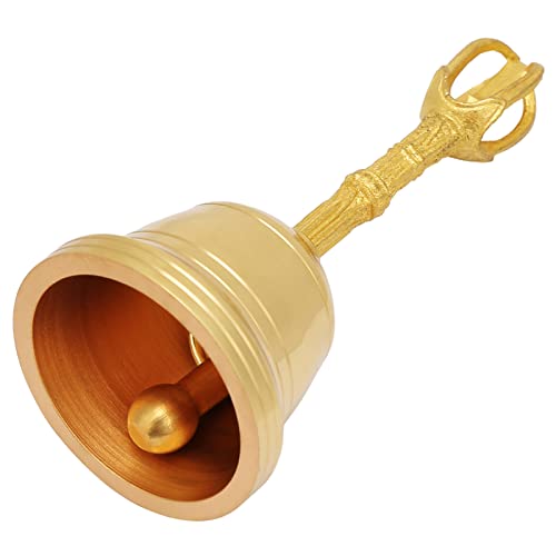 Pure Brass Hand Bell,4.5 Inch Hand Rattle Buddhist Meditation Hand Bell Feng Shui Taoist Instrument Religious Hand Bell for Meditation Prayer Clarity