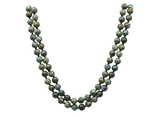 Amazing Gemstone Japa Mala 108 Prayer Beads Necklace and Wrist Mala Bracelet for Meditation - color: African Turquoise, size: Hand Knotted