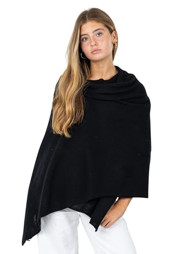 Velanio Cashmere Luxury Knitted Wrap Travel Shawl Scarf, Pashmina Stole, All-Season Scarf for Women Cashmere Wool Blend - color: Velvet Black