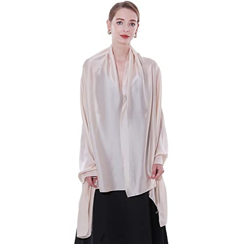 Womens Scarf Pashmina Shawls and Wraps for Evening Dresses Like Chiffon Silk Scarf for Bridal Weddings - color: Beige