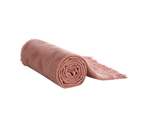Woven Throw Blanket Textured Super Soft Lightweight Cotton Knitted Blanket, Salmon, 50" x 70" - color: Salmon