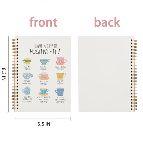 Funny Mental Health Notebook, Positivi-Tea Mental Health Journal for Women, Positive Mental Health Gifts, Therapy Journal for Mental Health, Spiral Notebook 5.5x8.3 Inch - color: Positivi-Tea - White