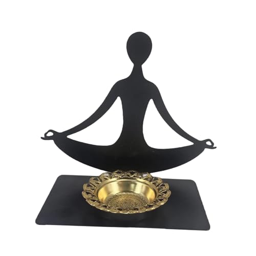 Fenteer Yoga Holder Burner Decorative Iron Art Abstract Figure Table Centerpiece Desktop Ornament for Living Room SPA, Style B