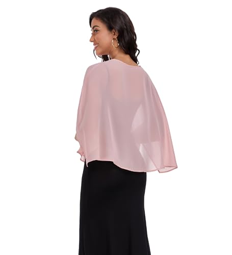 Shawls and Wraps for Evening Dresses Chiffon Soft Shawl for Wedding Guest Party Cover Up - color: Blush