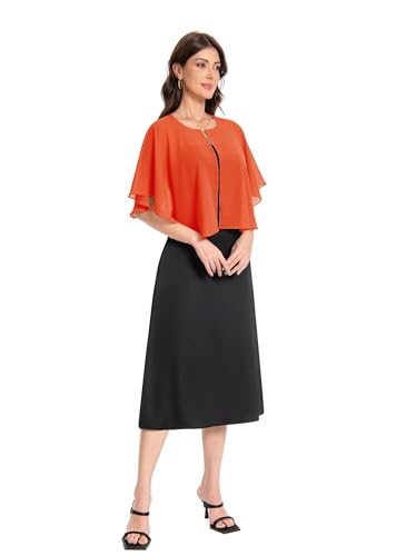 Baoqiya Capelets for women Chiffon Cape Soft Shawls and Wraps Wedding Capes 1920s flapper Cover Up - color: Orange