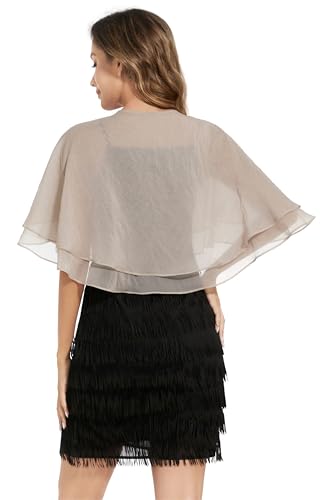 Women's Sheer Tencel Shawls and Wraps for Evening Dresses Soft Wedding Cape Lightweight Bridesmaid Scarves Cover Up - color: Camel