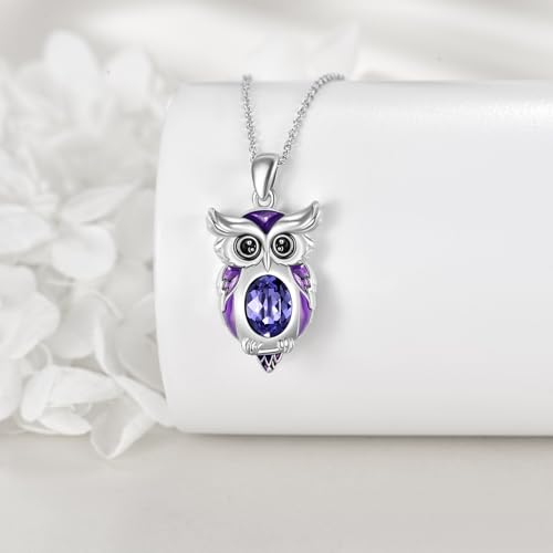 Animal Necklace 925 Sterling Silver Pendant Jewelry Gift for Women Animal Lover - style: Owl