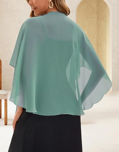 Baoqiya Chiffon Shawl Evening Scarf Shawls and Wraps for Women Wedding Party Bridal Scarves Cover Ups - color: Bean Green