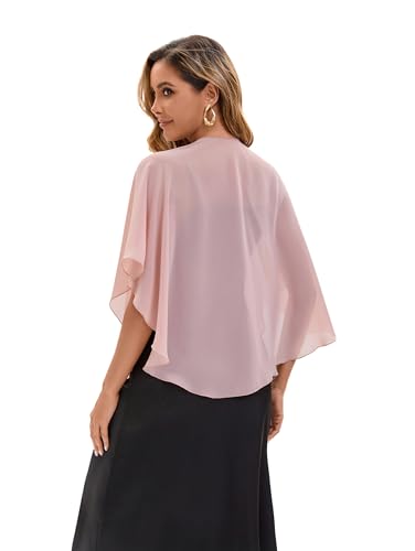 Baoqiya Chiffon Shawl Evening Scarf Shawls and Wraps for Women Wedding Party Bridal Scarves Cover Ups - color: Blush