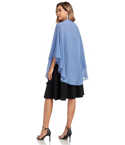 TONGFANTFL Shawls Wraps for Evening Wedding Party Chiffon Scarf Soft Bridal Wraps Wedding Guest Shawl Coverage - color: Dusty Blue