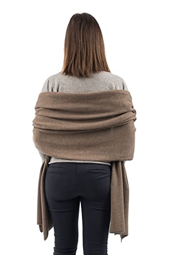 Dalle Piane Cashmere Womens Wool Cashmere Blend Stole Soft Italian Shawl Wrap for Wedding Evening Gift Made in Italy - color: Mink