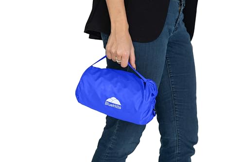 BlueHills Ultra Compact Travel Blanket 2 Pack Large Soft Cozy Portable Blanket Sheet with Carry Case and for Flight Airplane Car Layover Camping Hotel Blue C205-2PK-Royal - color: C205-2pk-royal
