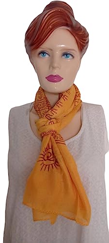 KVR Hindu Pooja Religious Cotton Indian prayer scarf with OM Krishna Ganesha Shiva Nataraja yoga spiritual auspicious prints - color: Yellow-krishna Print