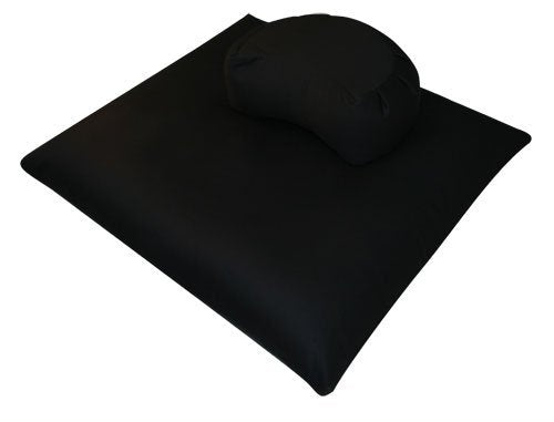Buckwheat Crescent Zafu and Zabuton Meditation Cushion Set (2pc) - color: Black