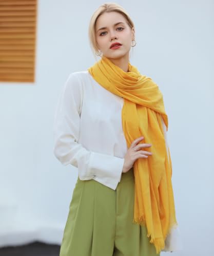 Harewom Lightweight Gauze Linen Feeling Shawl Wraps for Women Beach Summer Scarf for Evening Wedding Dresses - color: Shawl Wraps - Yellow