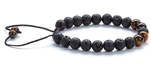 Men Women 8mm Lava Rock Aromatherapy Anxiety Essential Oil Diffuser Bracelet Braided Rope Natural Stone Yoga Gifts Beads Bracelet Bangle-21017 - style: B-Tiger Eye & Matte Agate
