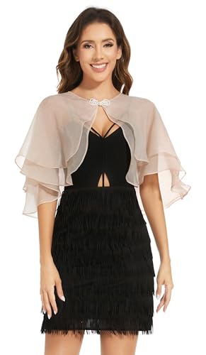 Women's Sheer Tencel Shawls and Wraps for Evening Dresses Soft Wedding Cape Lightweight Bridesmaid Scarves Cover Up - color: Champagne