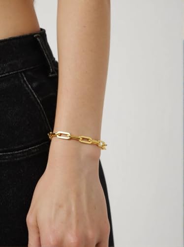 Bracelet for Women 14K Gold Plated Dainty Chain Simple Jewelry - style: Paperclip Chain