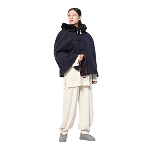DGXIN Unisex Meditation Hooded Monk Cloak One Size Length 60cm - color: Navy Blue