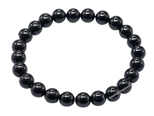 Amazing Gemstone Crystal Bracelet for Women Men's Gifts - Protection Healing Crystal Bracelet - 8mm Gemstone Beaded Stretchable Bracelet Pulseras Para Hombres Mujer Stocking Stuffers Mothers Day Gift (Black Tourmaline) - color: Black Tourmaline