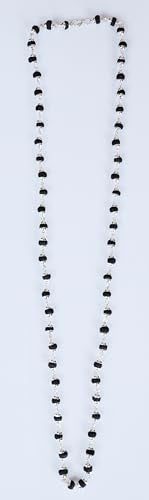 Tulsi Mala in Designer Caps Natural Tulsi Jap Mala - color: Black & Silver
