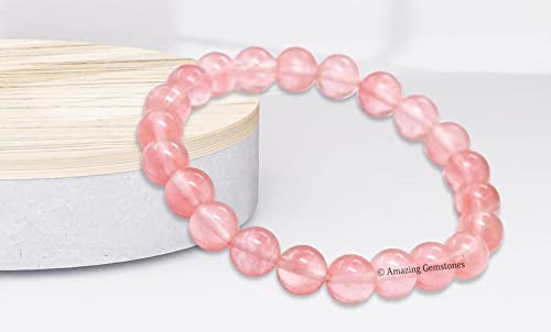Amazing Gemstone Crystal Bracelet for Women Men's Gifts - Protection Healing Crystal Bracelet - 8mm Gemstone Beaded Stretchable Bracelet Pulseras Para Hombres Mujer Stocking Stuffers Mothers Day Gift (Cherry Quartz) - color: Cherry Quartz
