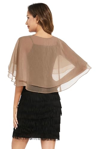 Women's Sheer Tencel Shawls and Wraps for Evening Dresses Soft Wedding Cape Lightweight Bridesmaid Scarves Cover Up - color: Deep Camel